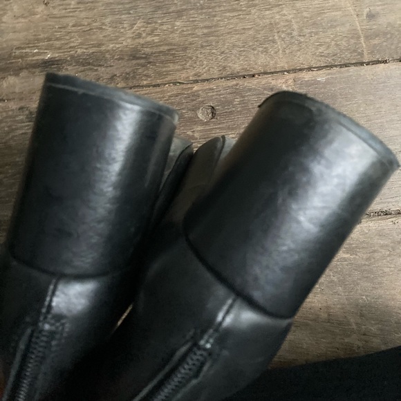 OFFICE black leather booties block heel UK 7 / US9.5 - Picture 6 of 7